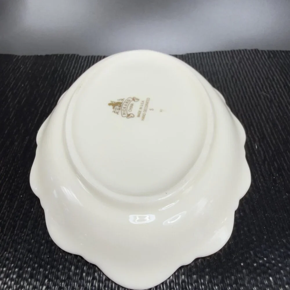 Vintage Pickard Fine China Porcelain Trinket Dish Tray USA Decorated Blue Flower